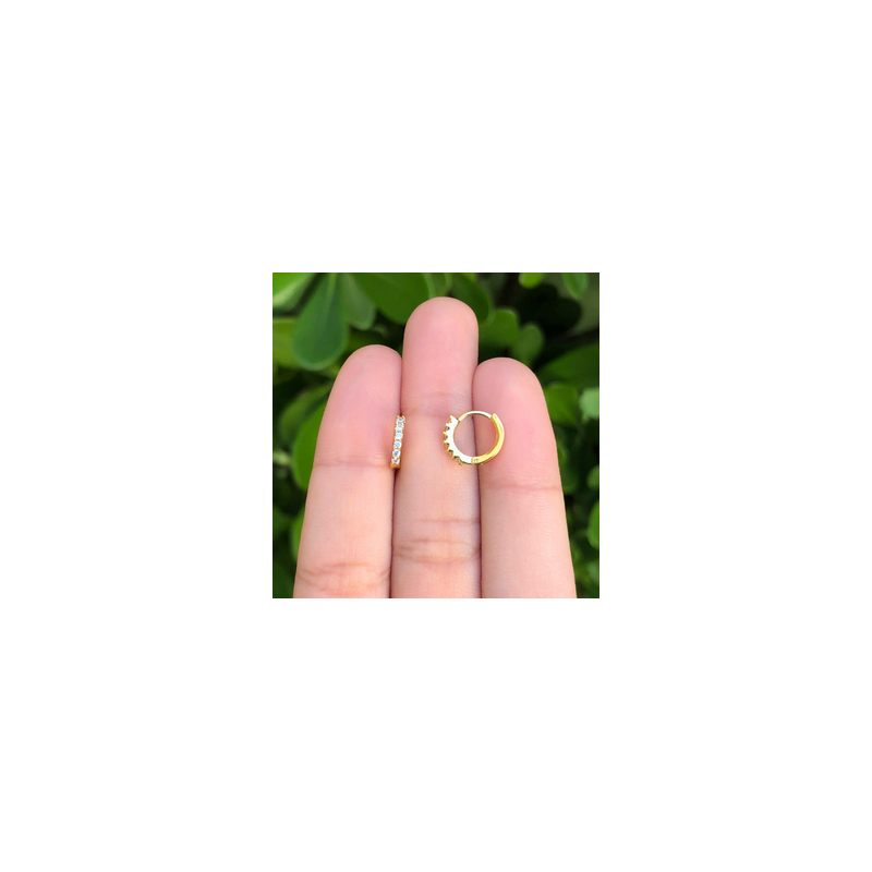 Aretes Arracada Zirconias Blancas Chapa de Oro Az144