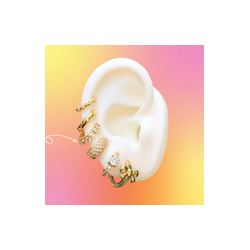 Aretes Arracada Zirconias Blancas Chapa de Oro Az144