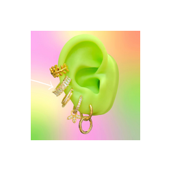 Aretes Arracada Zirconias Blancas Chapa de Oro Az97