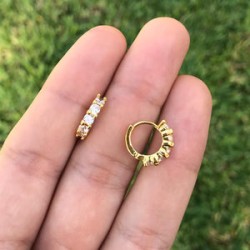 Aretes Arracada Zirconias Blanco Chapa de Oro Az14