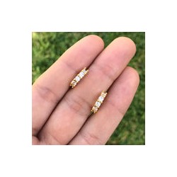 Aretes Arracada Zirconias Blanco Chapa de Oro Az14