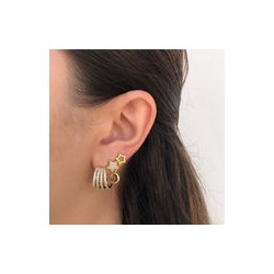 Aretes Arracada Zirconias Chapa de Oro  C632