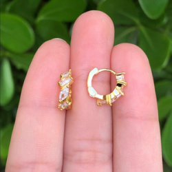 Aretes Arracada Zirconia Chapa de Oro Az72