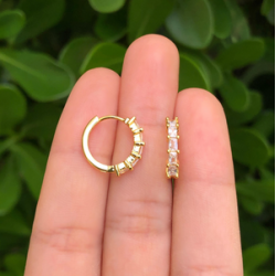 Aretes Arracada Zirconias Chapa de Oro Az155