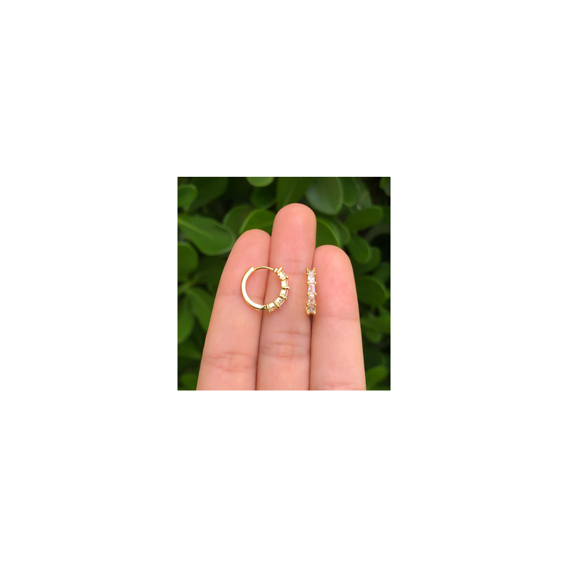 Aretes Arracada Zirconias Chapa de Oro Az155