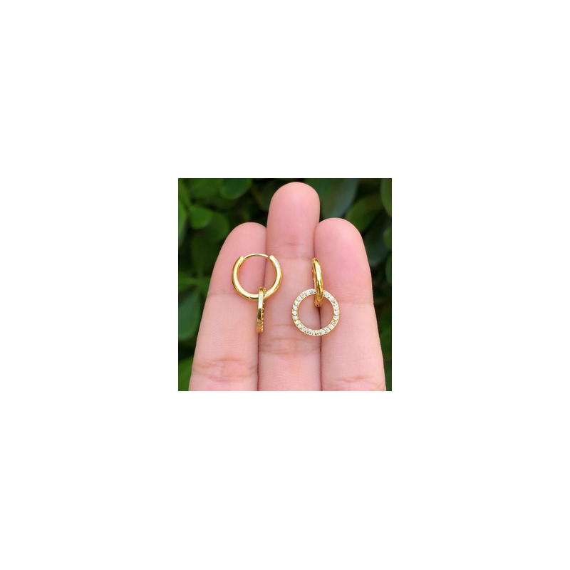 Aretes Arracada Zirconias Chapa de Oro Az248