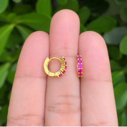 Aretes Arracada Zirconias Rosas Chapa de Oro Az165