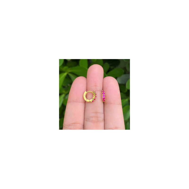 Aretes Arracada Zirconias Rosas Chapa de Oro Az165