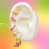Aretes Arracada Zirconias Rosas Chapa de Oro Az165