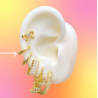 Aretes Arracada Zirconia Blanca Chapa de Oro Az146