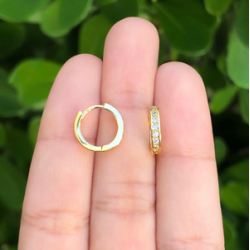 Aretes Arracada Zirconia Chapa de Oro Az158