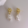 Aretes Arrugados Dorados con Perla  1E4