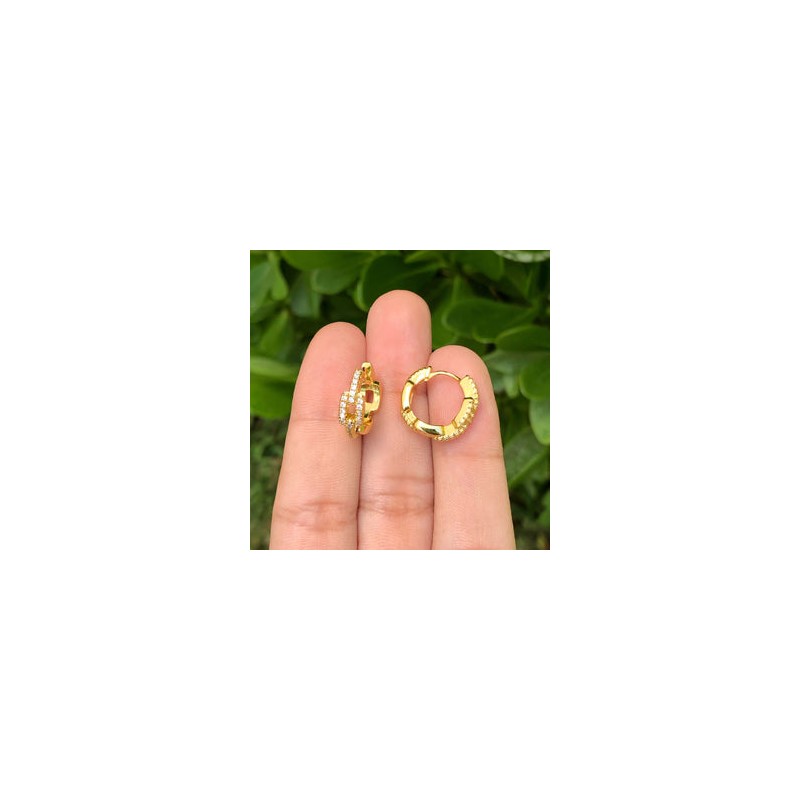 Aretes Cadena Chapa de Oro  Az134