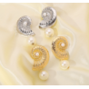 Aretes Caracol Plateado de Perla  1M7