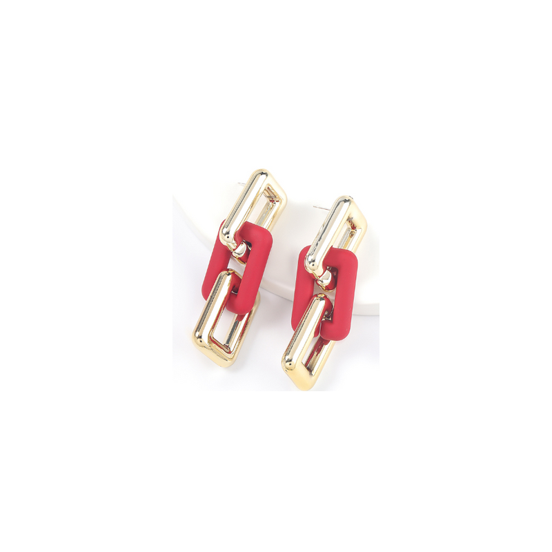 Aretes Cadena Gruesa Rojo  2j5