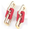 Aretes Cadena Gruesa Rojo  2j5