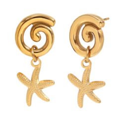 Aretes Caracol Estrella de Mar Acero Inox  R13