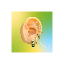 Aretes Arracadas Piedra Verde Brillante Chapa de Oro Az182